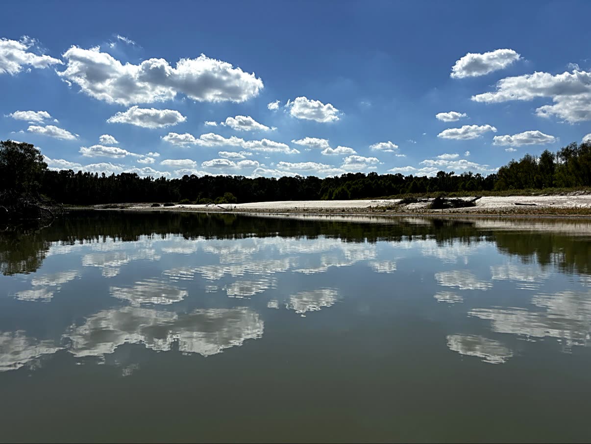 Mirror-still water